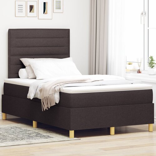 VidaXL Krevet s odbojnikom i madracem Smeđa 120x200 cm Tkanina Slike