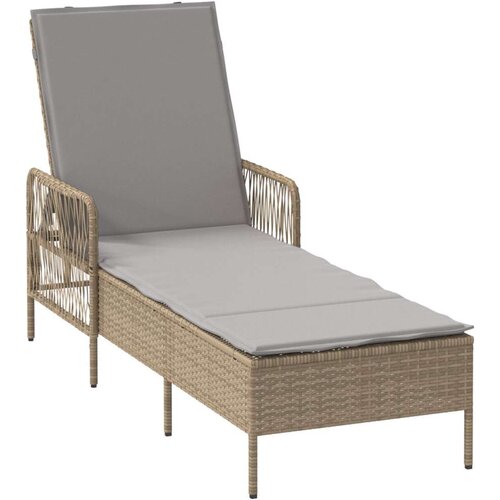VidaXL Ležaljka na suncu Bež i svijetlosiva PE ratan 157 x 55 x 92 cm Slike