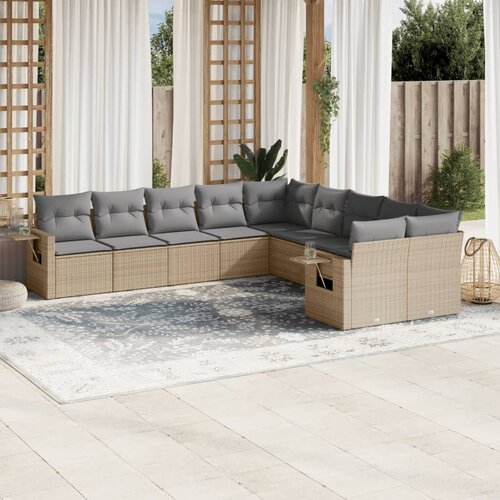  11-dijelni set vrtnih sofa poliratan s jastucima svijetlosivi Slike