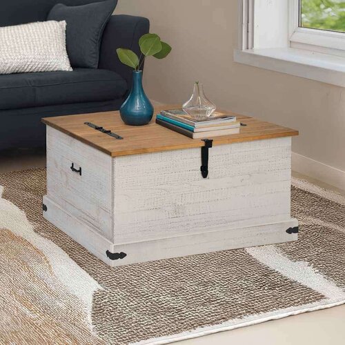 VidaXL &amp;Scaron;krinja za pohranu HALDEN bijela 91x91x47 cm puno drvo bor Slike