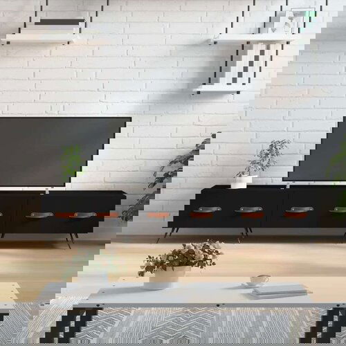 TV ormarić crni 150 x 36 x 30 cm od konstruiranog drva Cijene