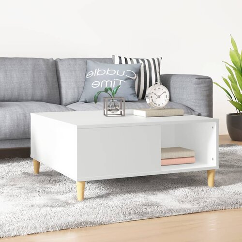 vidaXL Klubska mizica bela 80x80x36,5 cm inženirski les Cene