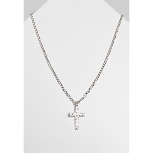 Urban Classics Necklace with diamond cross - silver color Slike