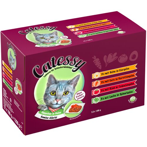 Catessy Jumbo varčno pakiranje: ko&amp;scaron;čki 108 x 100 g - z 12 različnimi sortami Slike