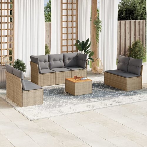 vidaXL 8-dijelni set vrtnih sofa s jastucima bež od poliratana Cijene