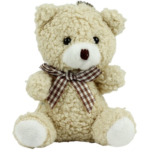 Teddy Bear Plush Keychain Pendant Decoration Beige 8cm Slike