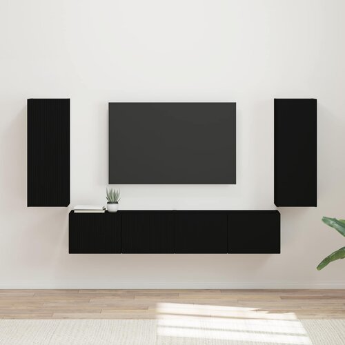  Set zidnog ormarića za TV Zidne 4 pcs Crna Konstruirano drvo Cijene