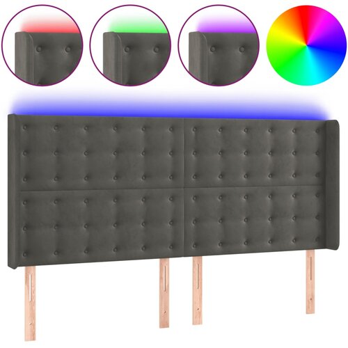 Maison Chic LED Posteljno vzglavje - Vzglavna omarica - Nočna omarica temno sivo 183x16x118/128 cm žamet, (21708473) Slike