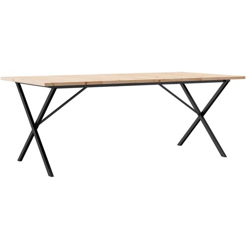 Maison Chic Jedilna miza - Kuhinjska miza - Jedilni stol X okvir 200x100x75,5 cm trdna borovina lito železo, (21715200) Cene
