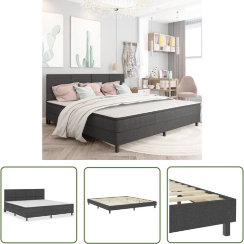 The Living Store Boxspring postelja temno sivo blago 200x200 cm - Boxspring Postelja, (21737280) Cene