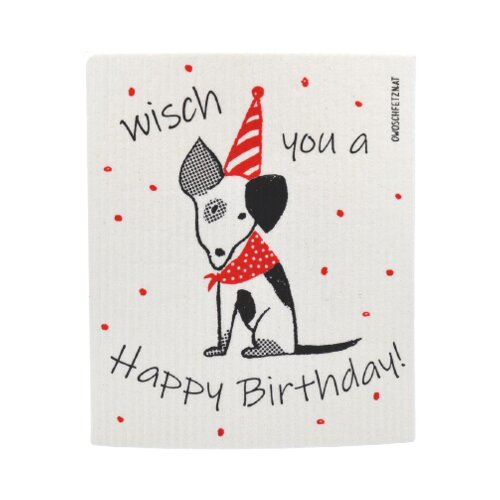 OWOSCHFETZN Gobasta krpa "Lucky Dog - Happy Birthday!" - Rdeča Cene