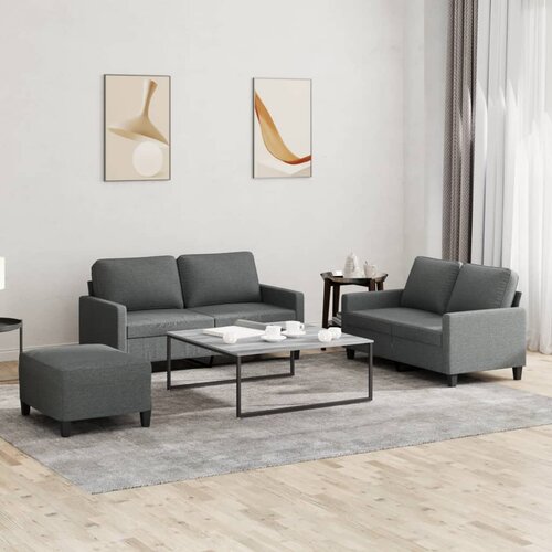  3-dijelni set sofa s jastucima tamnosivi od tkanine Cijene
