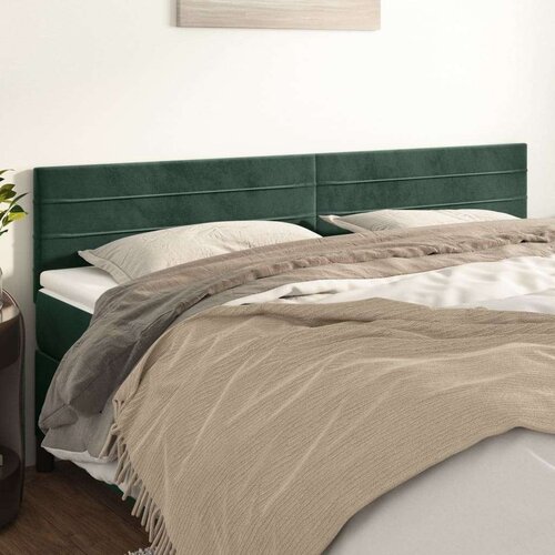  Posteljno vzglavje 2 kosa temno zeleno 90x5x78/88 cm žamet, (20932329) Slike