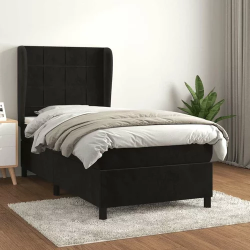 Box spring postelja z vzmetnico črna 100x200 cm žamet, (20895261)