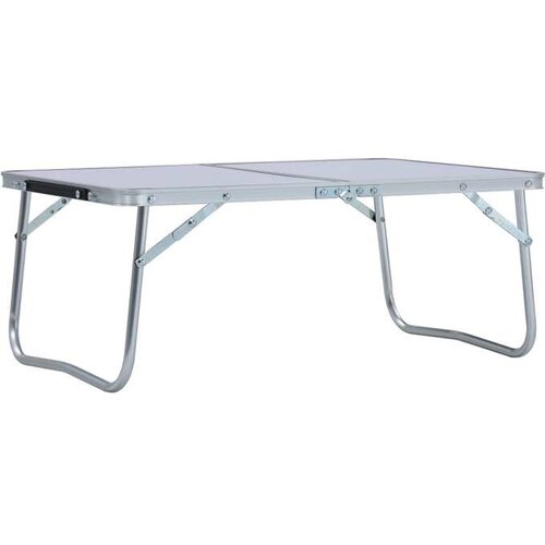  Zložljiva miza za kampiranje bela iz aluminija 60x40 cm Slike