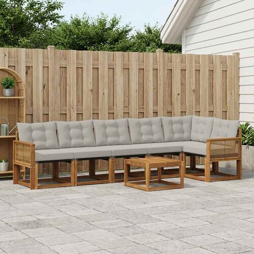  Set vanjskih sofa 7 kom. Prirodna i svjetlosiva Cene