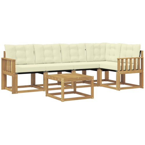 vidaXL Zunanja garnitura za sedenje z blazino 6 pcs Bela in krem, (5000282457) Cene