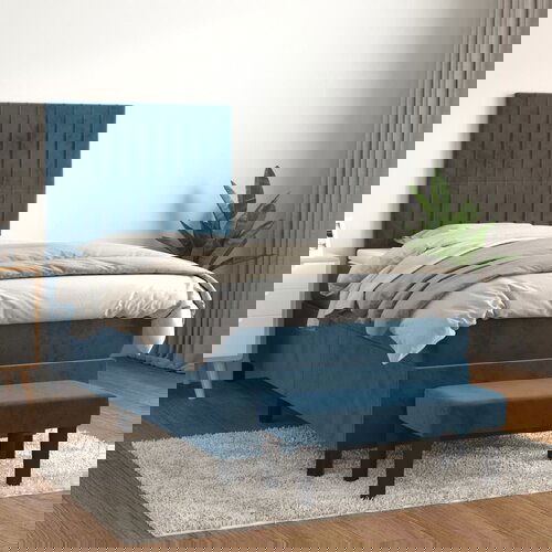 vidaXL Box spring krevet s madracem tamnoplavi 100x200 cm baršunasti Cijene
