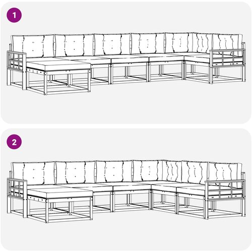  Set vanjskih sofa 7 kom. Bijela i svjetlosiva Smeđa 406 x 168,5 x 73 cm Slike