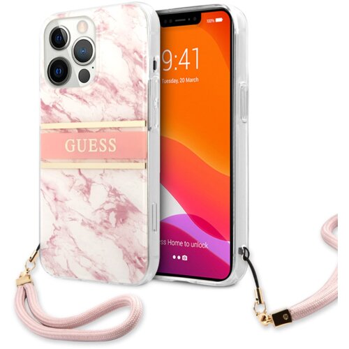  Maska za telefon Guess Marble Strap za iPhone 13 Pro 6.1 roze (GUHCP13LKMABPI) Cene