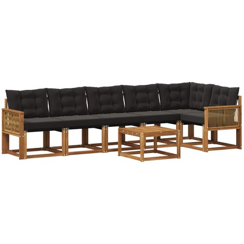 vidaXL Zunanja garnitura za sedenje z blazino 7 pcs Naravna in črna, (5000272786) Cene