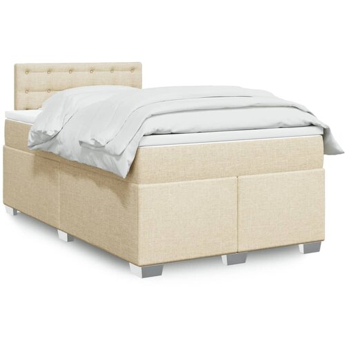 VidaXL Krevet s oprugama i madracem krem 120 x 200 cm od tkanine Slike