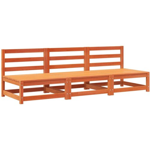 VidaXL Vrtne sofe bez naslona za ruke 3 kom smeđe 70x70x67cm borovina Slike