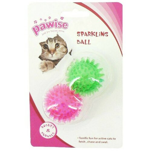 PAWSIE igračka za mačke svetleće loptice 4,5cm 2/1 roze-zelena Slike