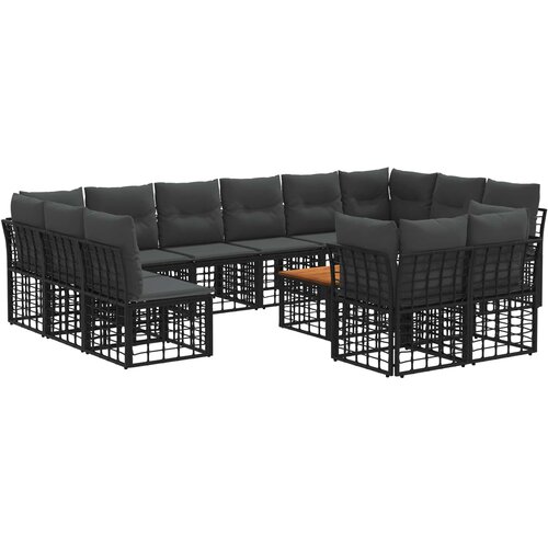  Set vanjskih sofa 13 kom. Crna i tamno siva Poliester Slike