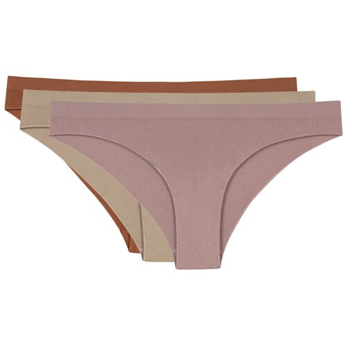 LOS OJOS 3 Pieces Ribbed Seamless Classic Panties Slike