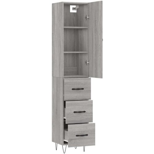 VidaXL Visoka komoda siva sonome 34 5x34x180 cm od konstruiranog drva Slike