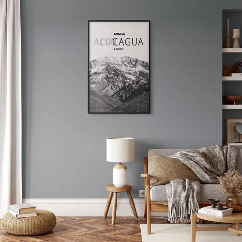  Plakat - The majestic peak of Aconcagua mountain crown mountain landscape 40x60 Crni okvir Cene