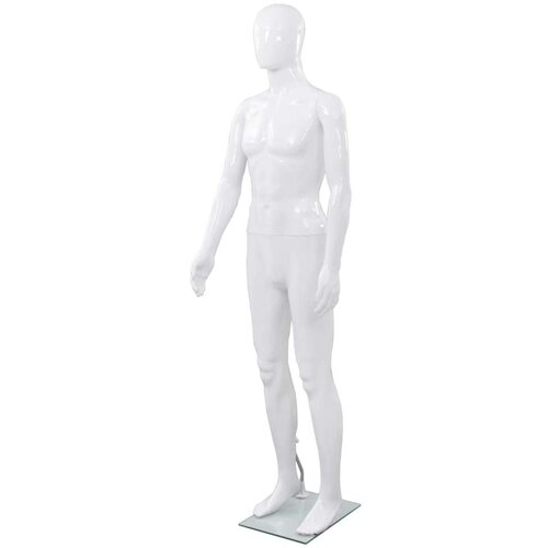 vidaXL Celotna moška izložbena lutka s stekleno osnovo bela 185 cm Cene