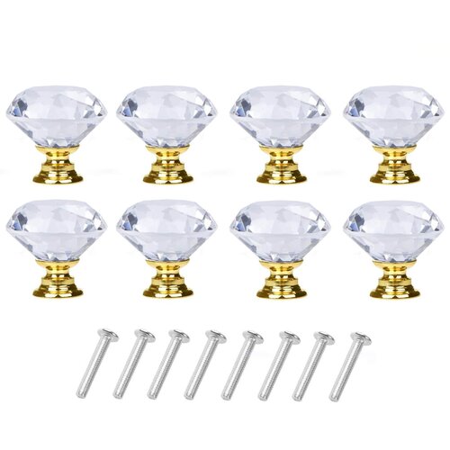 INF Diamantni gumbi iz stekla Transparent/Gold 8 kosov, (21278356) Cene