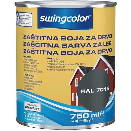 SWINGCOLOR ZAŠČITNA BARVA ZA LES (barva: antracit; 750 ml, na vodni osnovi) Cene