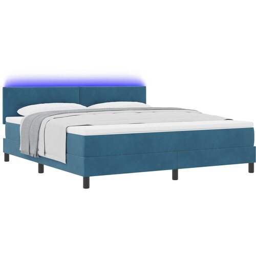 vidaXL Box Spring Postelja z Vzmetnico in LED Temno Modra 180x200 cm Žamet, (22050610) Cene