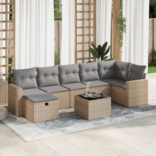 vidaXL 8-dijelni set vrtnih sofa od poliratana s jastucima bež Cijene