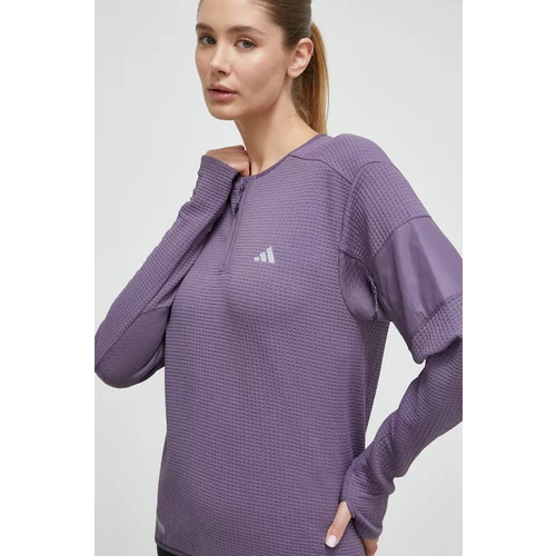 Adidas Majica z dolgimi rokavi za tek vijolična barva