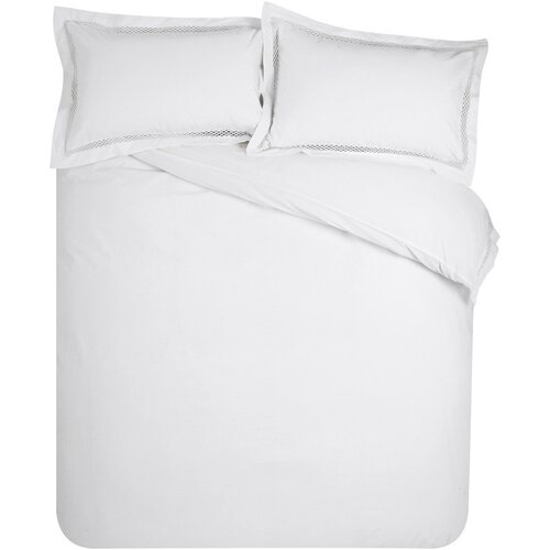 Catherine Lansfield Bela podaljšana posteljnina za zakonsko posteljo 230x220 cm Classic Lattice Lace – Cene