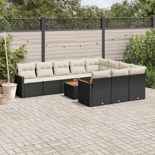  11-dijelni set vrtnih sofa od poliratana s jastucima crni Cijene