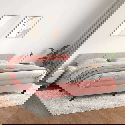  Box spring postelja z vzmetnico roza 180x200 cm žamet Cene