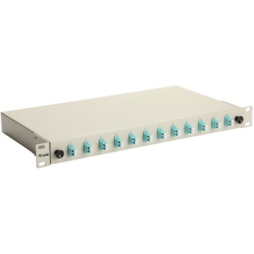 Equip 12-Port Fiber Optic Splice Box, LC Duplex, OM3, 1U, ped, Grey Slike