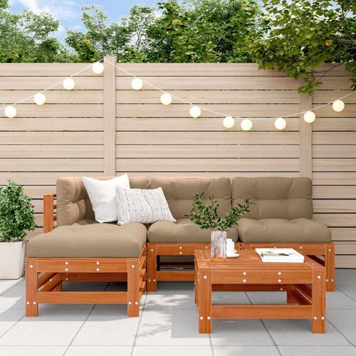  Set lounge namje&scaron;taja za vrt 5 pcs Vosak Smeđa Masivna borovina - Vosak smeđa bor Cijene