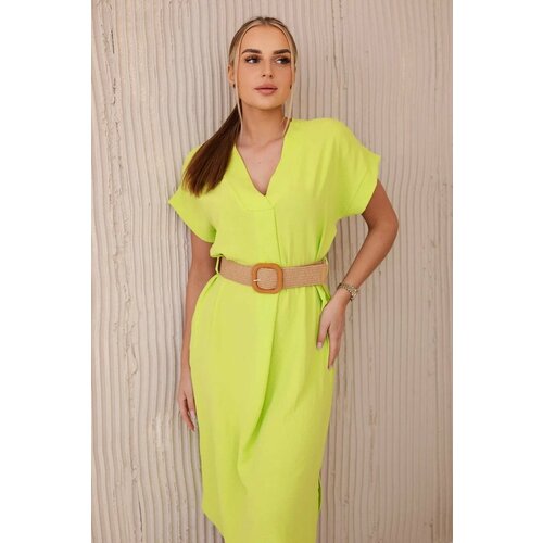 Kesi Dress with decorative belt Green Neon Slike