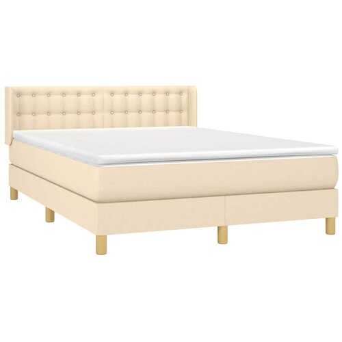  Krevet s oprugama i madracem krem 140 x 190 cm od tkanine Slike