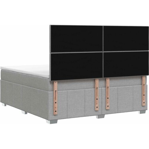  LED okvir za krevet s madracem Svjetlosiva 140 x 190 cm Tkanina Slike