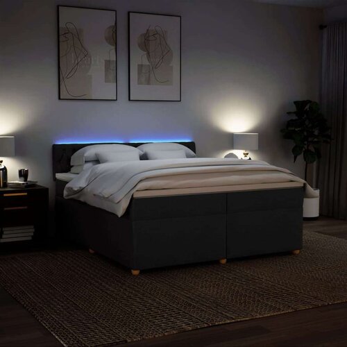 VidaXL Krevet s oprugama i madracem crni 200x200 cm od tkanine Slike