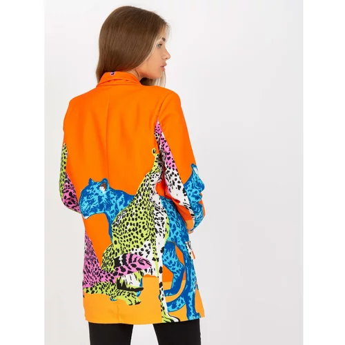 Fashion Hunters Orange blazer with prints without fastening