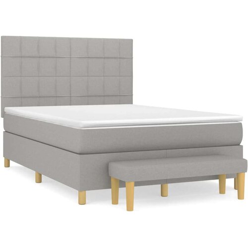  Krevet box spring s madracem svjetlosivi 140x200 cm od tkanine Slike