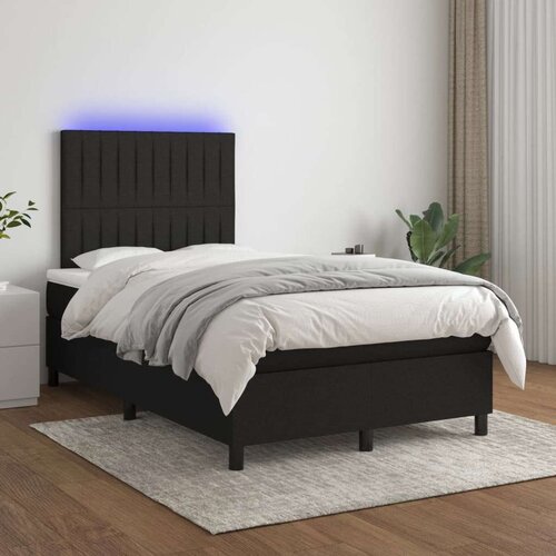  Box spring postelja z vzmetnico LED črna 120x200 cm blago, (20894959) Slike